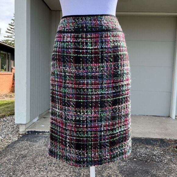 Talbots Colorful Tweed Wool-Blend Pencil Skirt Sz 4 Multicolor Bouclé - Picture 8 of 8